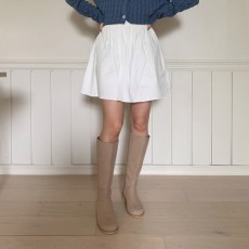 볼루드 러블리 주름 플레어 코튼 미니 스커트