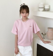 담거근 버터 자수 벌룬 반팔티
