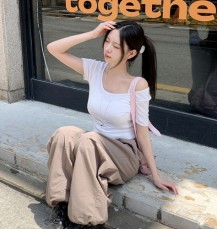 말빈번 소프트 쫀쫀 유넥 크롭 반팔티
