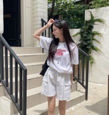 솔터산 나일론 미시간 자수 반팔 맨투맨